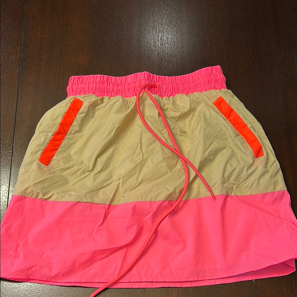 AKIRA Pink and Tan Bubble Mini Skirt